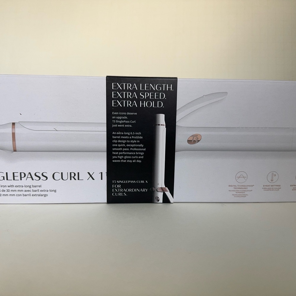 T3 SinglePass Curl X 1.25” Curling Iron Extra Long Barrel NEW In Box